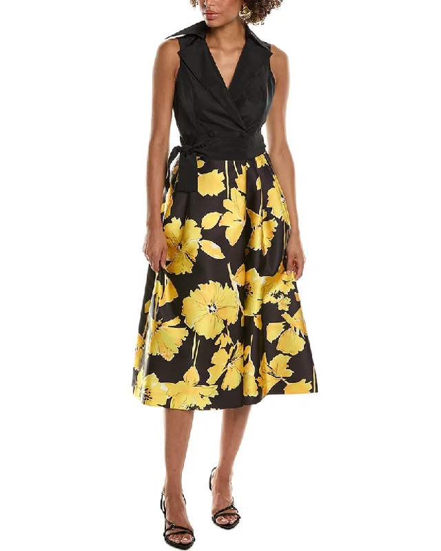 Cotton Shirt Dress-Teri Jon by Rickie Freeman Sleeveless Taffeta Shirtdress