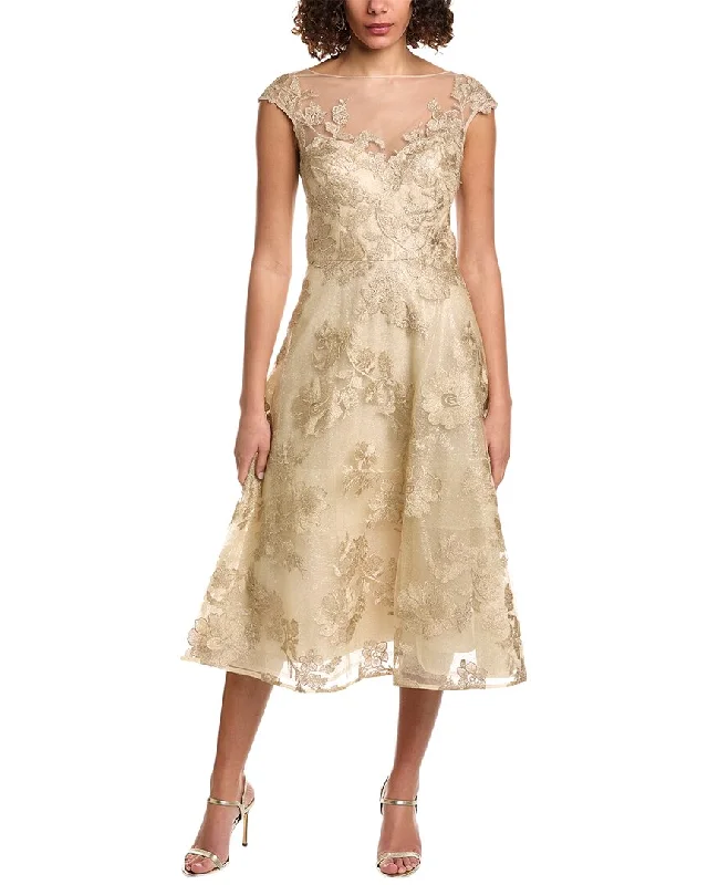 Satin Wrap Party Dress for Luxe Vibe -Teri Jon by Rickie Freeman Tulle Applique Cocktail Dress