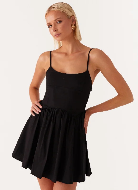 Women's Straight-cut Mini Dress-Tesoro Mio Mini Dress - Black