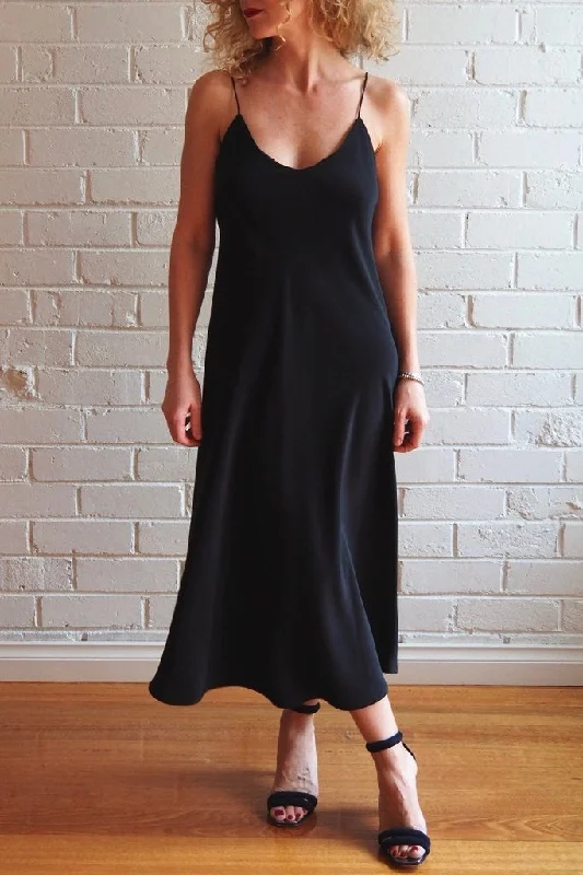 Luxury Satin Slip Dress with Front Slit -Women's Long Red Slip Dress -Tessuti Fabrics Sadie Slip Dress