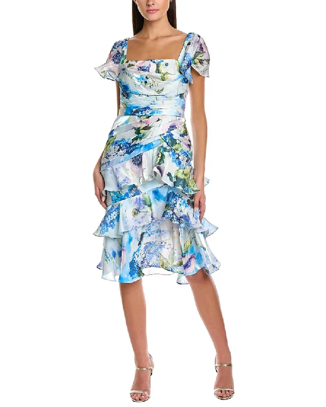 Sequin Mini Party Dress for Night Events -Theia Marin Draped Cocktail Dress