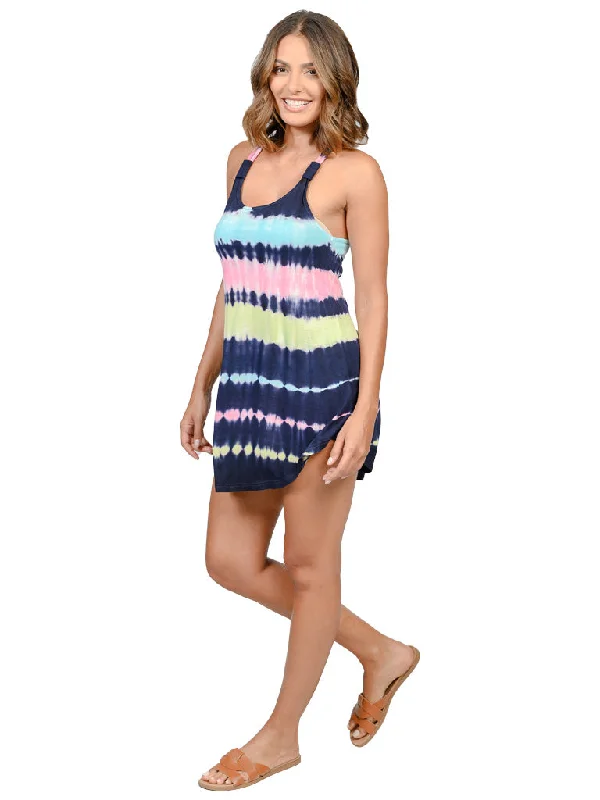 Simple Check Shirt Dress-Tie-dyed bungee short dress