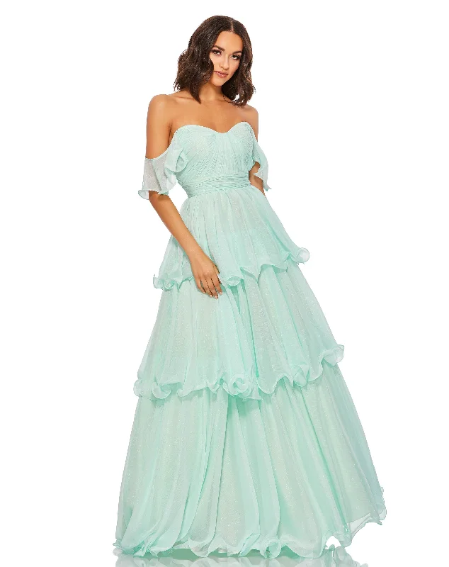 Polka Dot Party Dress for Retro Charm -Tiered Chiffon Ball Gown