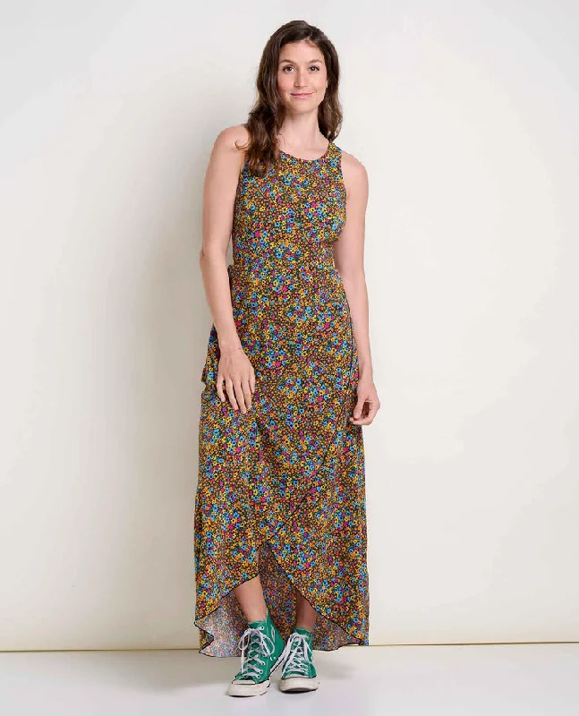Women's Strap Detail Floral Maxi Dress-Women's Sunkissed Maxi Dress - Black Micro Floral Print Women's Strap Detail Floral Maxi Dress-Women's Sunkissed Maxi Dress - Black Micro Floral Print