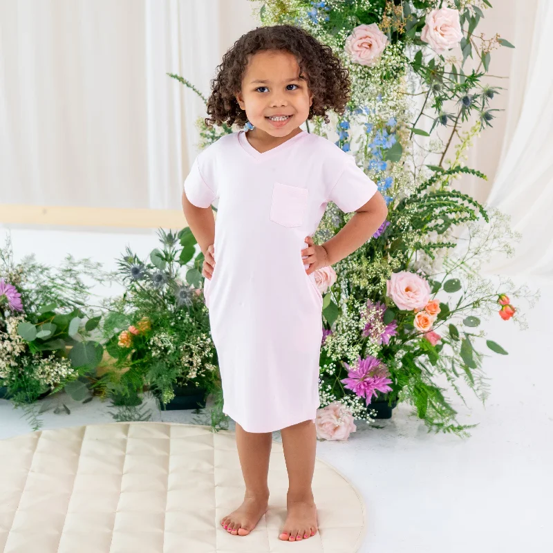 Denim Shirt Dress with Sleeves-Toddler T-Shirt Dress in Sakura