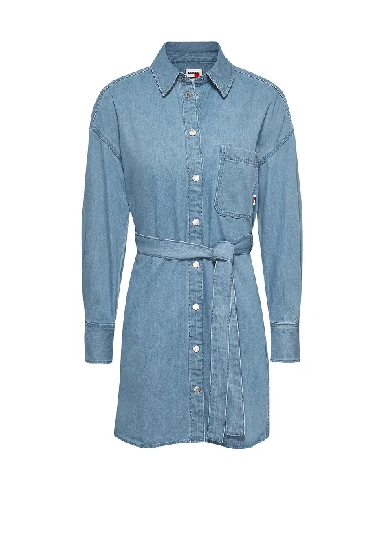 Stylish A-line Shirt Dress-Tommy Jeans Womens Belted Denim Mini Shirt Dress, Denim Medium Stylish A-line Shirt Dress-Tommy Jeans Womens Belted Denim Mini Shirt Dress, Denim Medium
