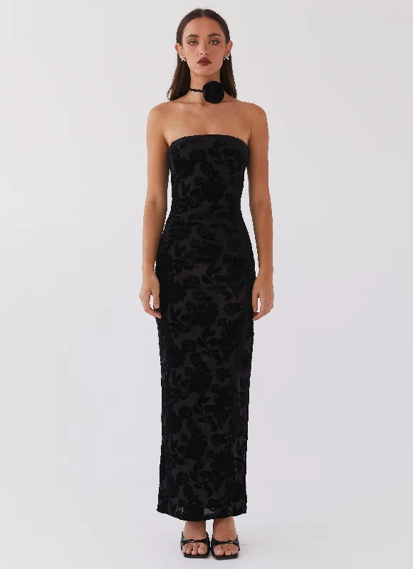 Women's Wrap Maxi Dress-Trouble Love Maxi Dress - Black