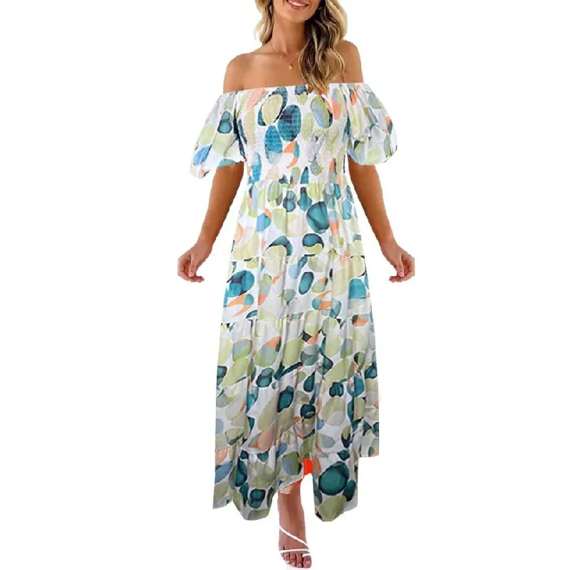 Women's Long-sleeve Maxi Dress-Turin Offshoulder Maxi Dress