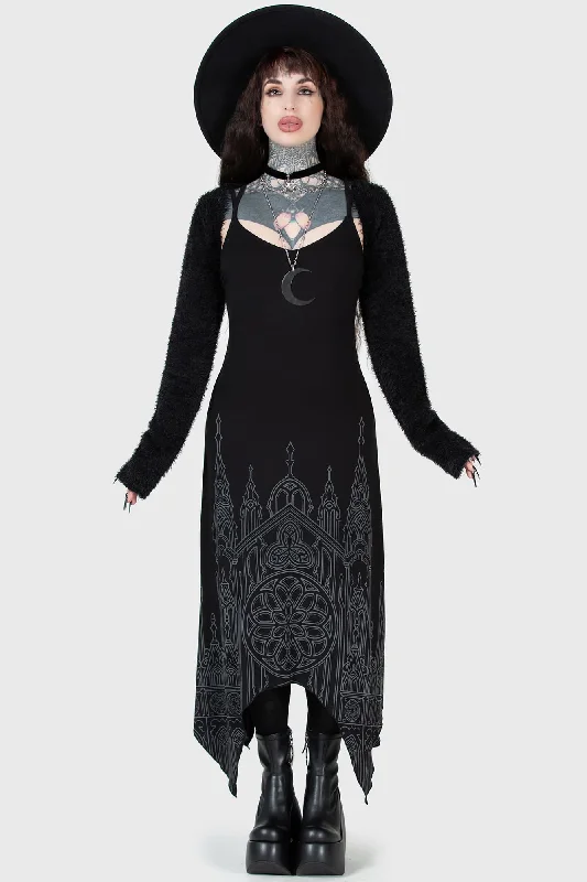 Women's Puff Sleeve Floral Maxi Dress-Unholy Oath Maxi Dress