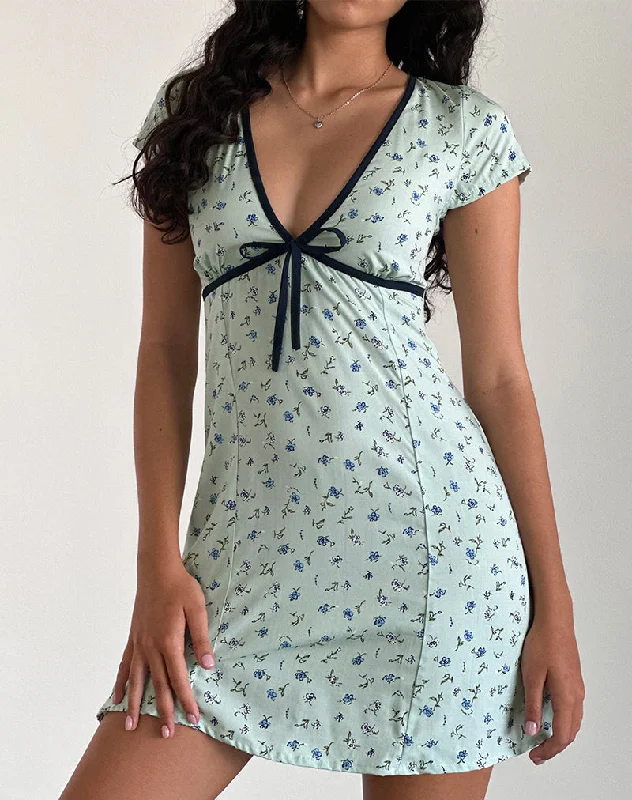 Women's Simple Mini Dress-Vaiso Mini Dress in Pretty Petal Green