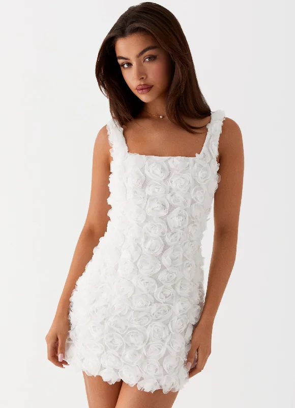 Women's Simple Black Mini Dress-Valentina Mini Dress - White