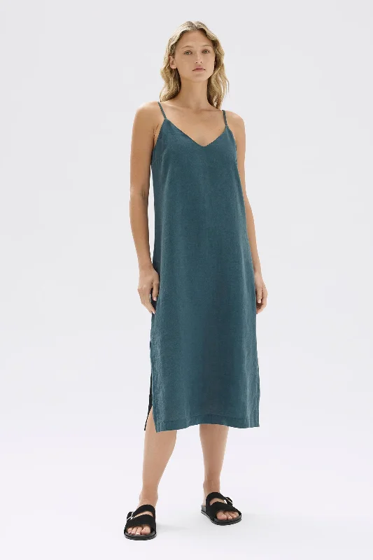 Short Silk Slip Dress -Women's Satin Black Slip Dress -Vallory Linen Slip Dress