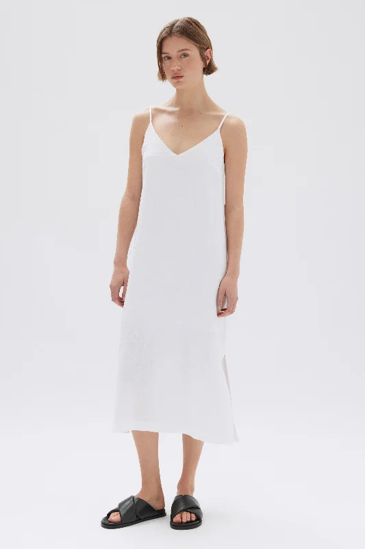 Slip Dress for Girls Night Out -Red Satin Slip Dress with Bow -Vallory Linen Slip Dress