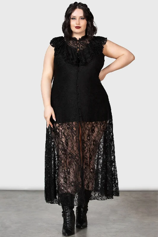 Women's Silk Maxi Dress-Vampire's Ball Maxi Dress [PLUS]
