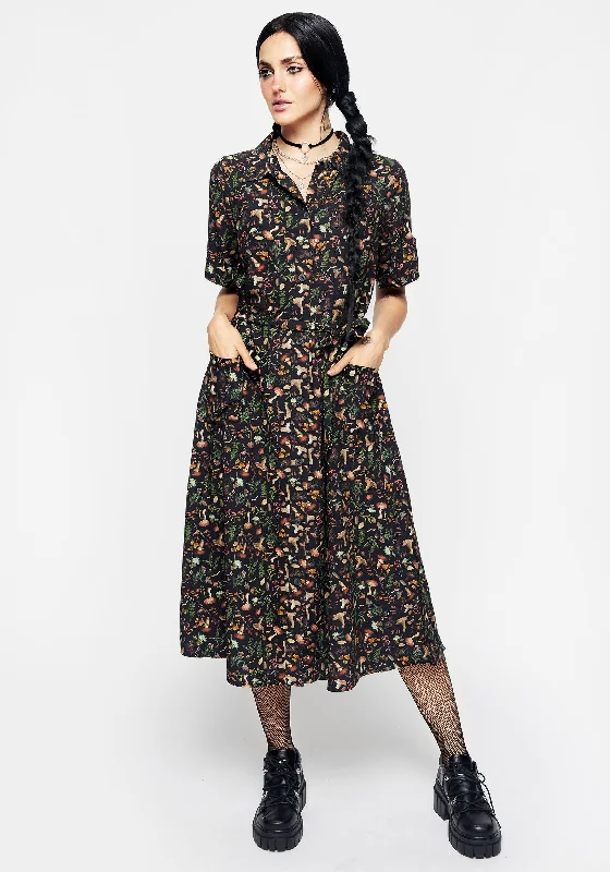 Women's Green Shirt Dress-Vasilisa Midi Shirt Dress