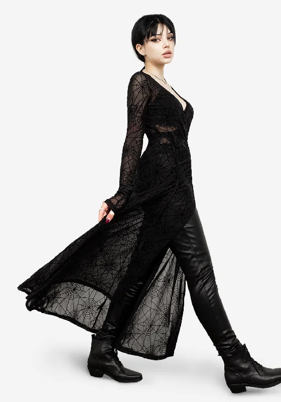 Wrap Dress for Day Look -Short Sleeve Wrap Dress with Bow -Venom Mesh Wrap Dress