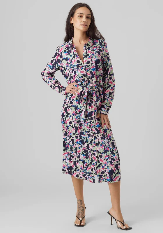 Light Plaid Shirt Dress-Vero Moda Bonni Print Shirt Dress, Navy Blazer Multi