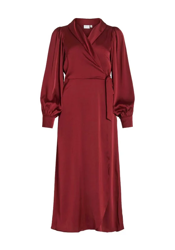 Wrap Dress for Casual Picnic -White Satin Wrap Dress -Vila Vienna Ravenna Wrap Ankle Dress, Cabernet Wrap Dress for Casual Picnic -White Satin Wrap Dress -Vila Vienna Ravenna Wrap Ankle Dress, Cabernet
