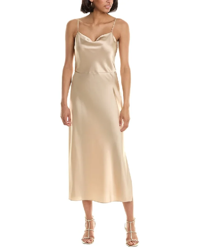 Slip Dress with Sleeves for Formal -Women's Sexy Satin Red Slip Dress for Night Event -Vince Cowl Neck Slip Dress