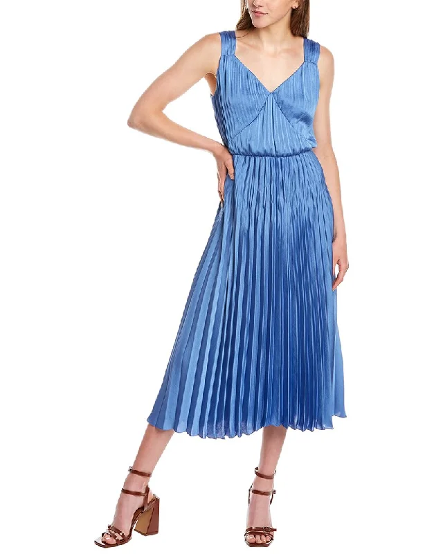Slip Dress with Empire Waist -Satin Black Slip Dress for Cocktail Parties -Vince Pleated Slip Dress