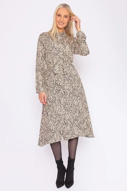 Stylish Checkered Shirt Dress-Viscose Shirt Dress in Animal Print