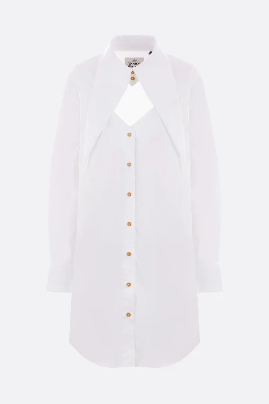 Stylish Belted Shirt Dress-Heart poplin shirt dress