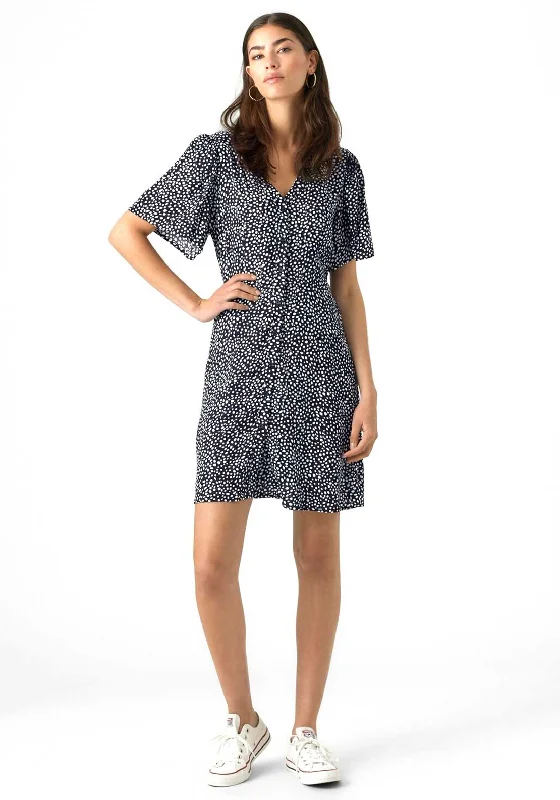 Loose Fit Shirt Dress-Vero Moda Alba Spot Print Shirt Dress, Navy Blazer