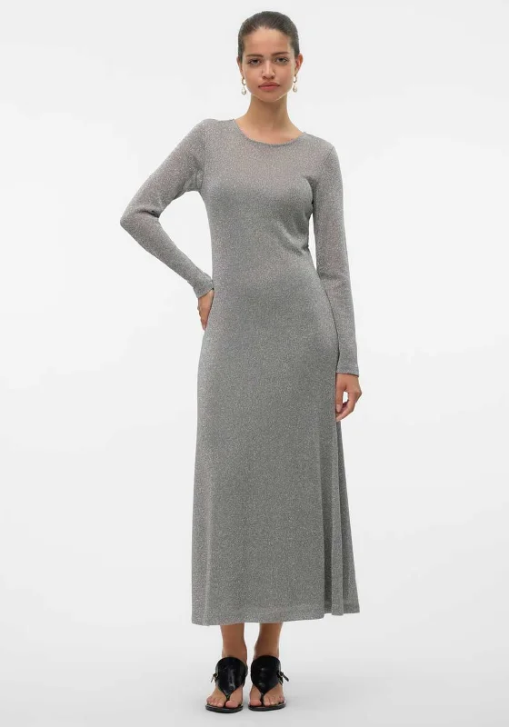 Bodycon Dress with Pleated Skirt -Vero Moda Cass Knit Bodycon Dress, Silver