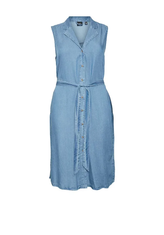 Simple V-neck Shirt Dress-Vero Moda Curve Bree Soft Denim Midi Shirt Dress, Medium Blue Denim Simple V-neck Shirt Dress-Vero Moda Curve Bree Soft Denim Midi Shirt Dress, Medium Blue Denim