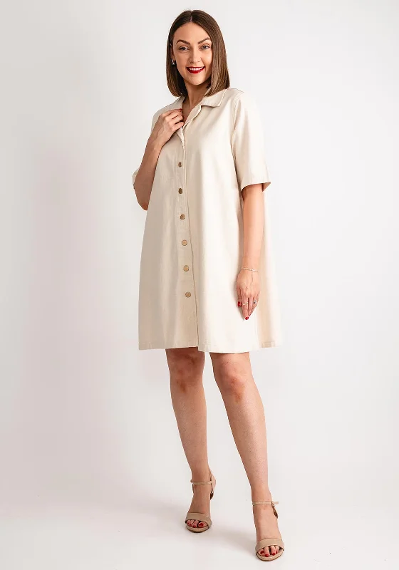 Knee-length Shirt Dress-Vero Moda Ellary Denim Shirt Dress, Ecru