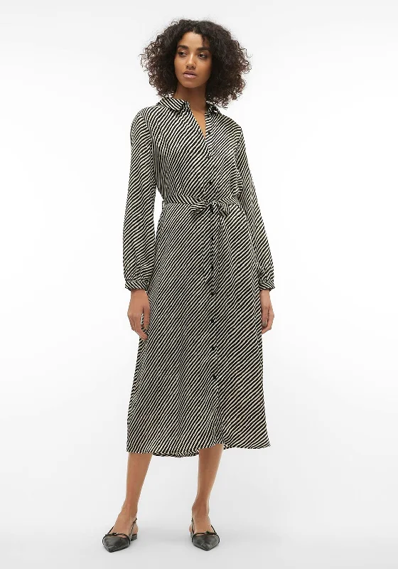 Vintage Plaid Shirt Dress-Vero Moda Izel Maxi Shirt Dress, Black & Birch