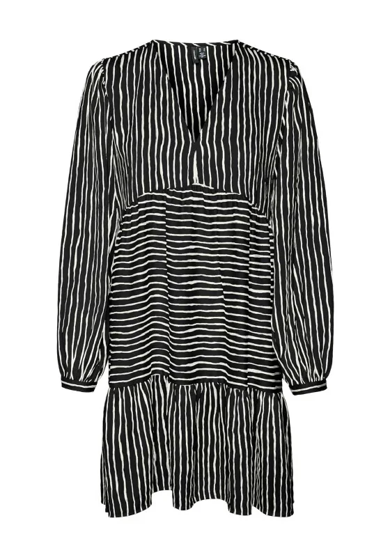 Office Casual Shirt Dress-Vero Moda Lillian Mara Striped Short Dress, Black