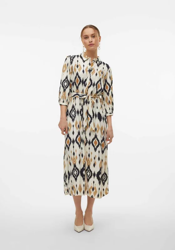 Tailored Shirt Dress-Vero Moda Millie Printed Shirt Dress, Birch