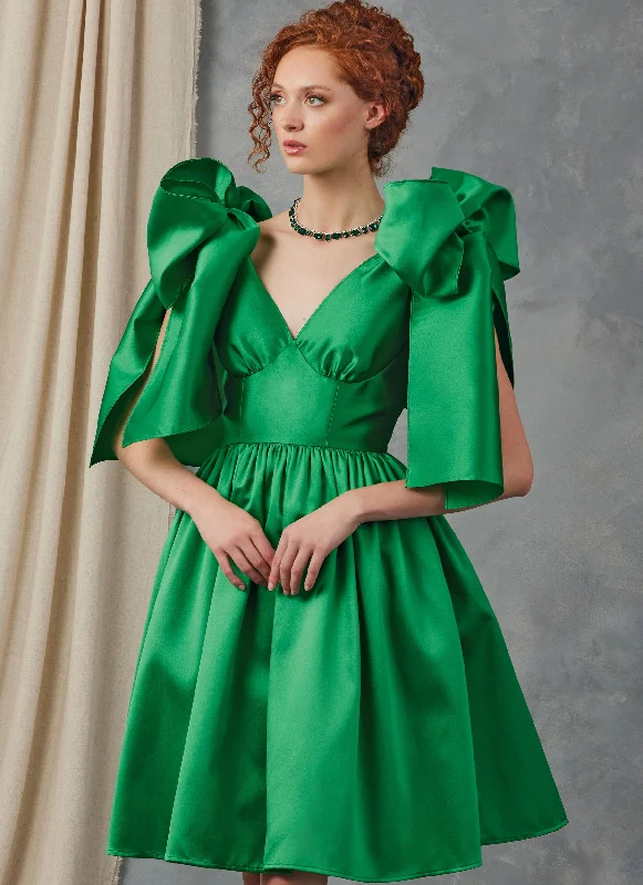 Blue Floral Party Dress for Spring Party -Vogue Evening Dress V2048