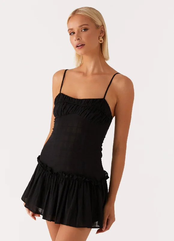 Women's Bow Tie Mini Dress-Wanda Mini Dress - Black