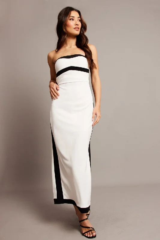 Floral Printed Bodycon Dress -White Bodycon Dress Colorblock