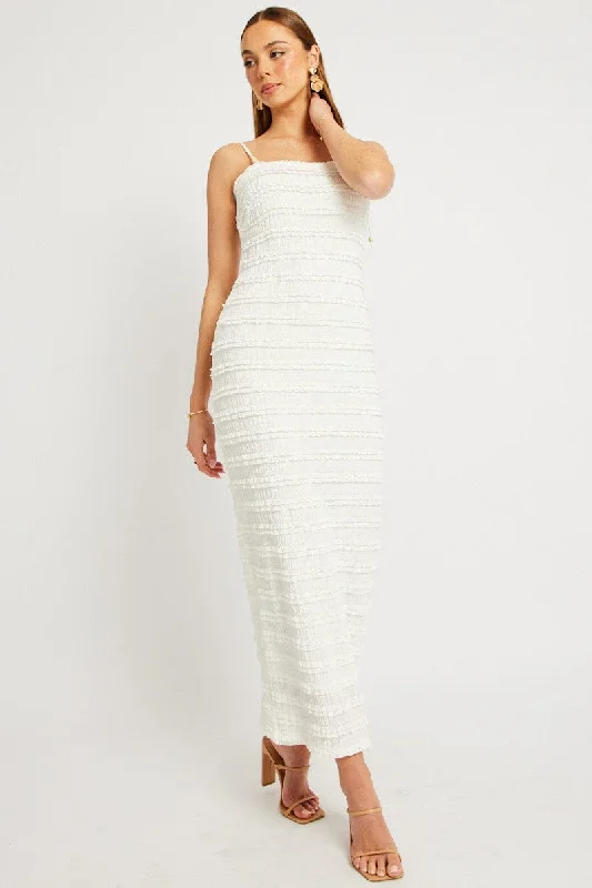 Sexy Black Bodycon Dress -White Bodycon Dress Textured Midi