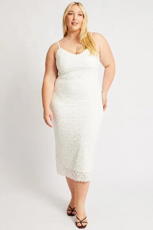 Blue Bodycon Dress with Sequins -White Lace Bodycon Midi Dress