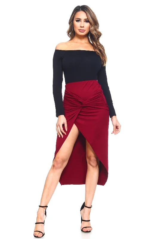 Bodycon Dress with Peplum Waist -Why Knot Tulip Hem Bodycon Skirt