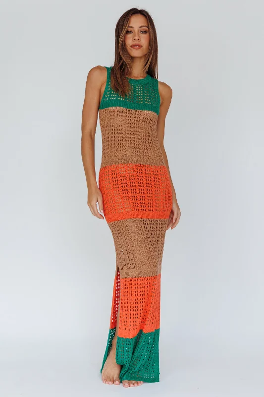 Women's Sheer Sleeve Maxi Dress-Wild Thing Crochet Maxi Dress Green