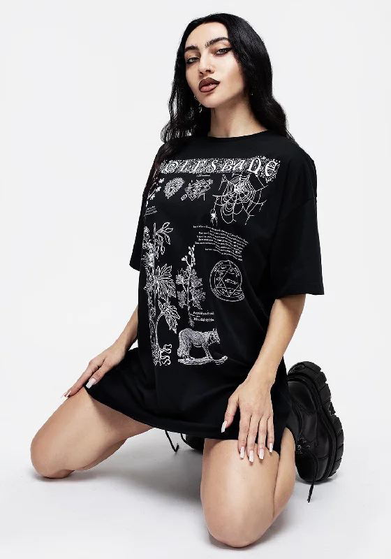 Everyday Casual Shirt Dress-Wolfsbane T-shirt Dress