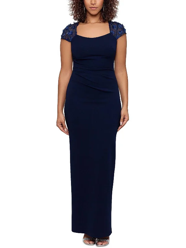 Halter Neck Party Dress for Chic Evening -Womens Applique Maxi Evening Dress