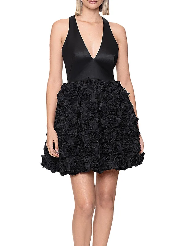 Lace-Up Party Dress for Edgy Look -Womens Applique Mini Cocktail And Party Dress