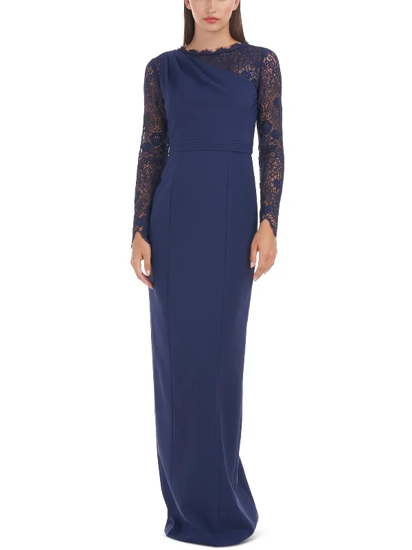 Silk Wrap Dress for Evening Glam -Womens Asymmetric Long Evening Dress