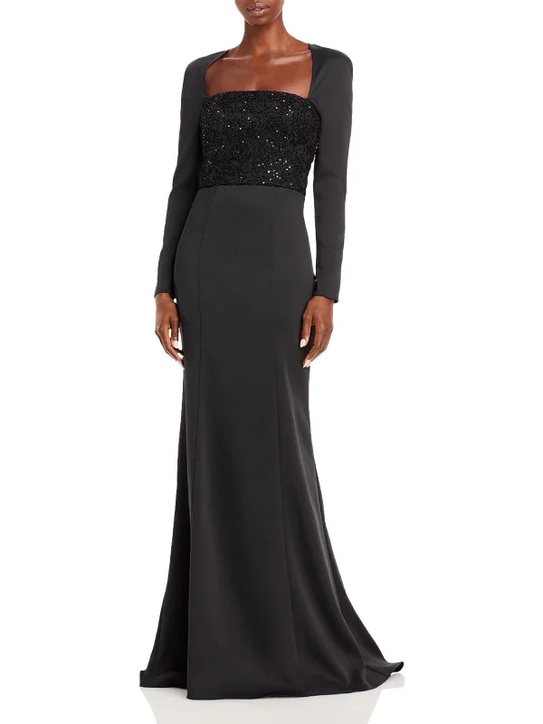 Formal Navy Blue Party Dress for Elegant Nights -Womens Beaded Long Evening Dress