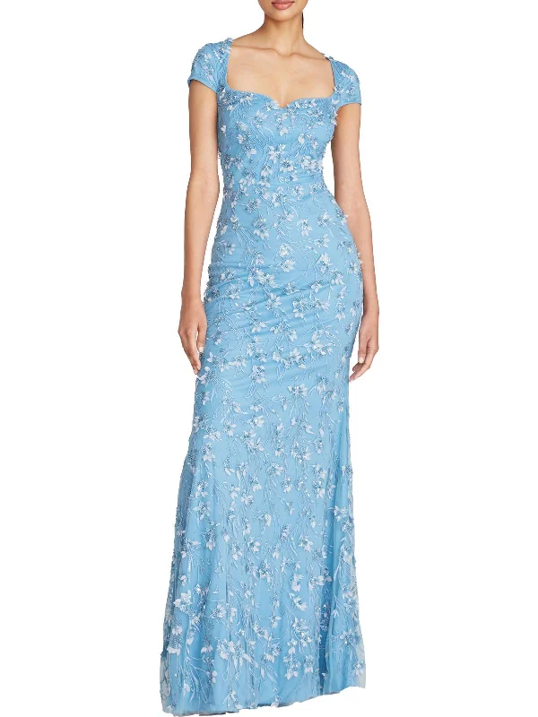 Flared Skirt Party Dress for Fun Night -Womens Beaded Long Evening Dress
