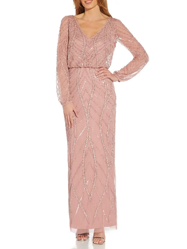 Flared Skirt Party Dress for Fun Night -Womens Beaded Maxi Evening Dress