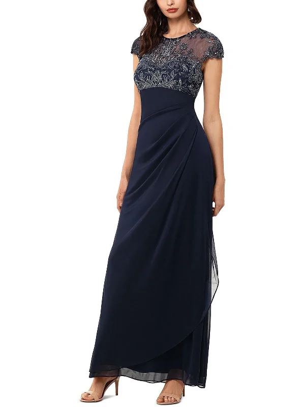 Two-Tone Party Dress for Stylish Appeal -Womens Beaded Maxi Evening Dress