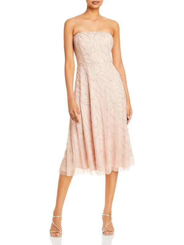 Shift Party Dress for Modern Style -Womens Beaded Midi Cocktail and Party Dress