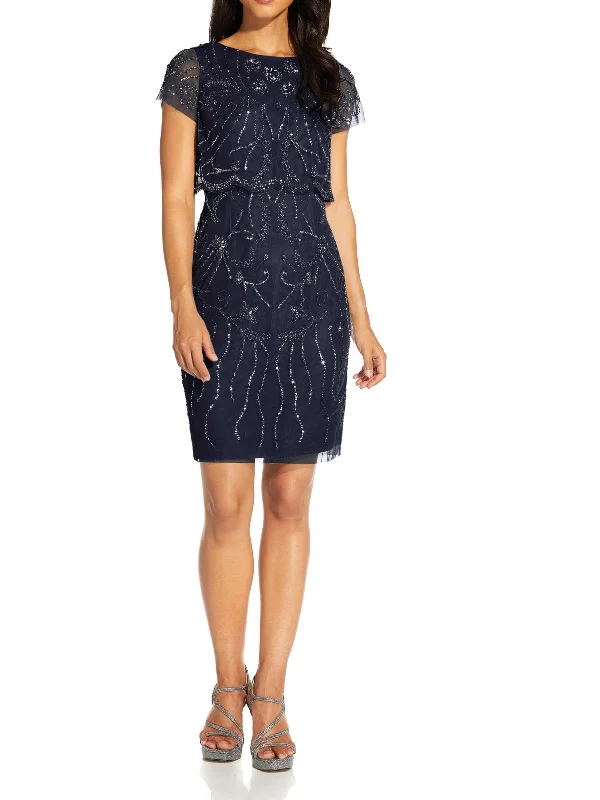 Chic Green Party Dress for Special Occasion -Womens Beaded Midi Cocktail and Party Dress